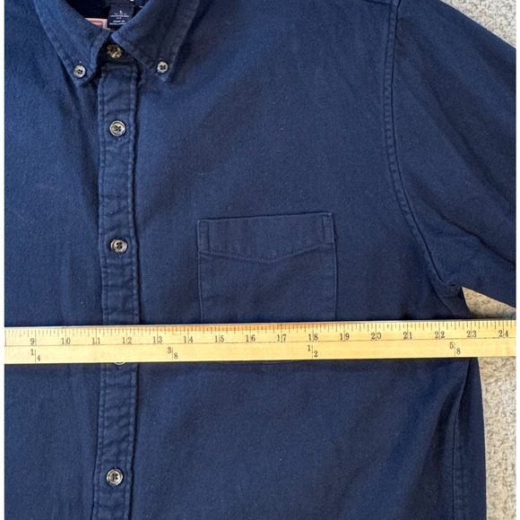 Lands End Mens Large Navy Button Down Shirt Cotton Fit - Picture 4 of 11